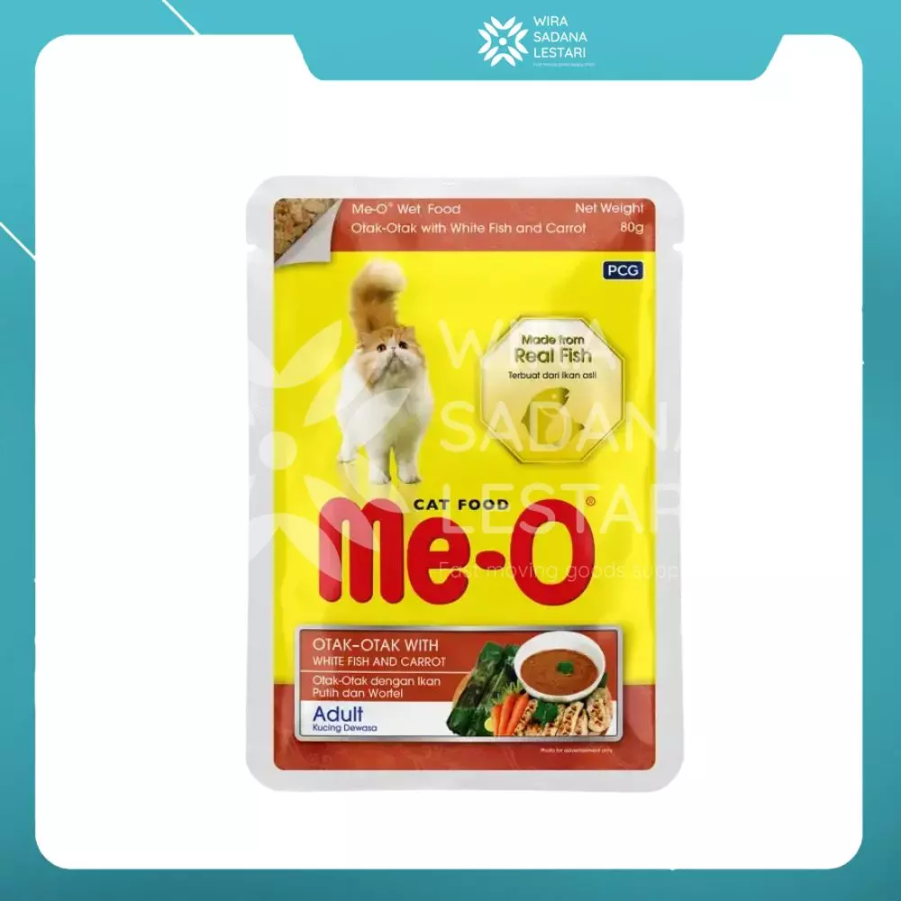 Me-O Pouch Cat Adult Otak-Otak White Fish & Carrot 80 Gr/ 12 pcs