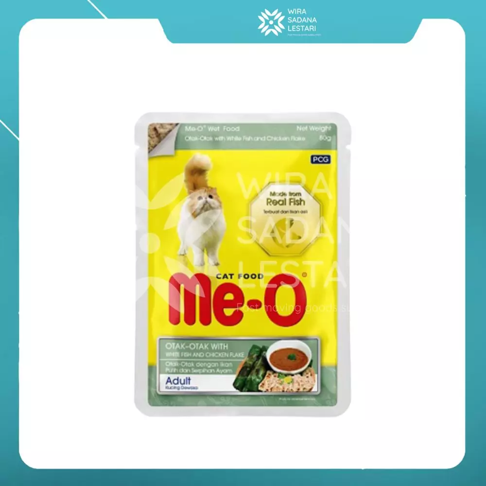 Me-O Pouch Cat Adult Otak-Otak White Fish  &  Chicken Flake 80 Gr/ 12 pcs