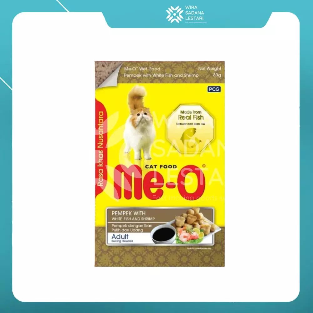Me-O Pouch Cat Adult Pempek With White Fish  &  Shrimp 80 Gr/ 12 pcs