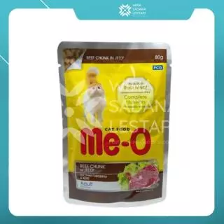 Me-O Pouch Cat Adult Beef Chunk 80 Gr/ 12 pcs
