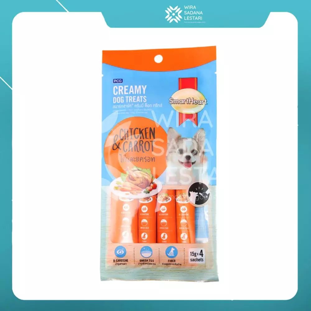 SmartHeart Creamy Treats Dog Adult Chicken  &  Carrot 60 Gr/ 24 pcs