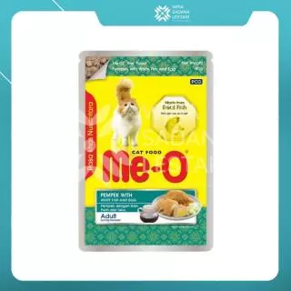Me-O Pouch Cat Adult Pempek With White Fish  &  Egg 80 Gr/ 12 pcs