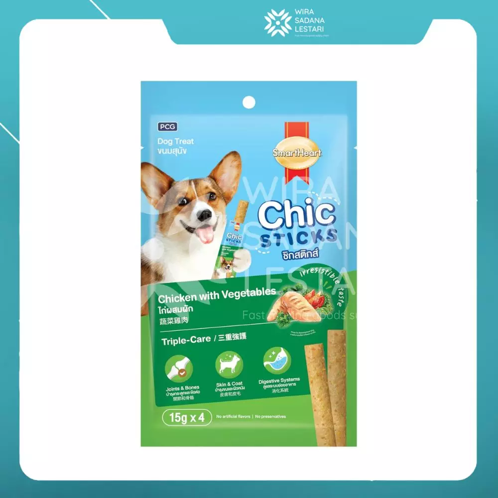 SmartHeart Chicsticks Snack Treats Dog Adult Chicken & Vegetable 15gr/ 96 pcs