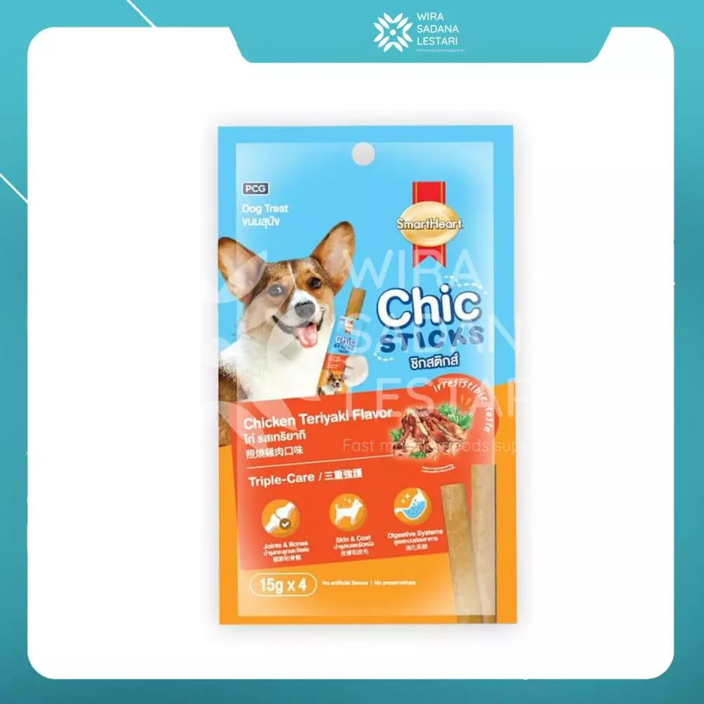 SmartHeart Chicsticks Snack Treats Dog Adult Chicken Teriyaki 15gr/ 96 pcs